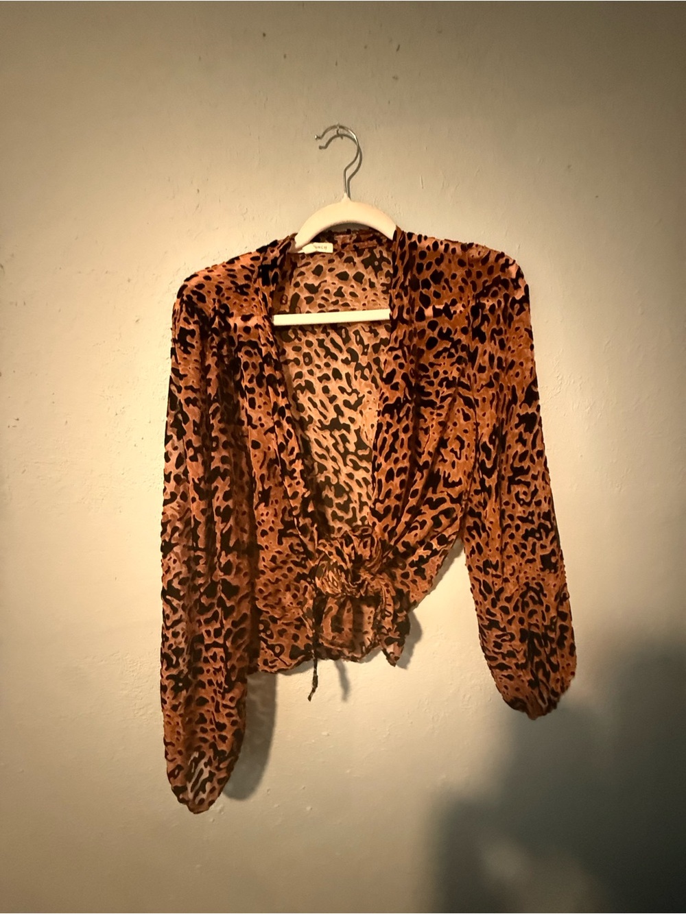 Honey Punch Leopard Tie-Front Blouse - Brown/Black